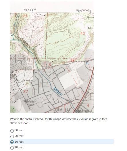 Solved What is the contour interval for this map? Assume the | Chegg.com