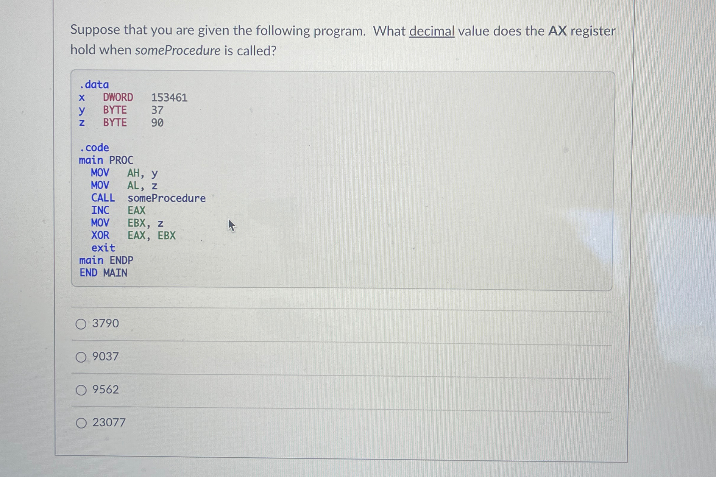 Solved Suppose that you are given the following program. | Chegg.com