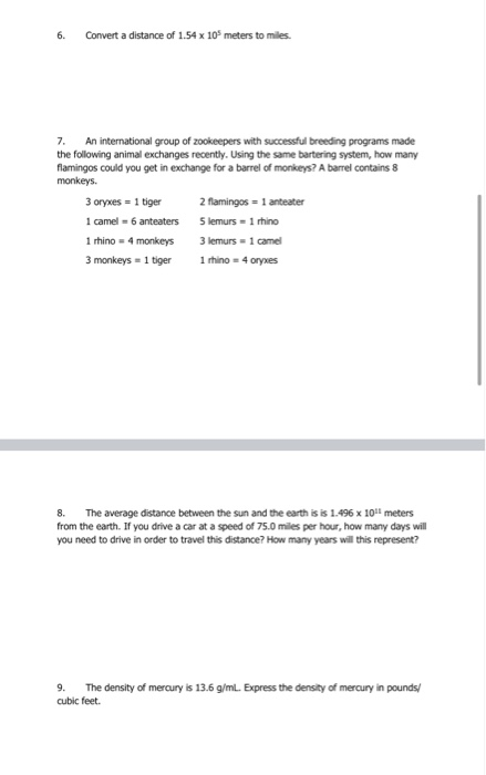 Solved Dimensional Analysis is a way chemists and other | Chegg.com