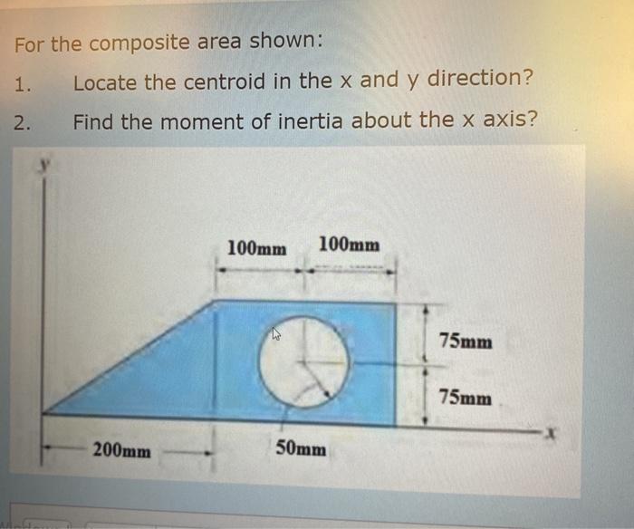 Solved For The Composite Area Shown: 1. Locate The Centroid | Chegg.com