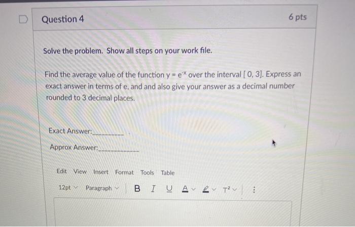Solved Question 4 6 pts Solve the problem. Show all steps on | Chegg.com