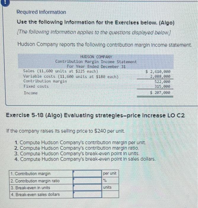 Solved Required information Use the following Information | Chegg.com