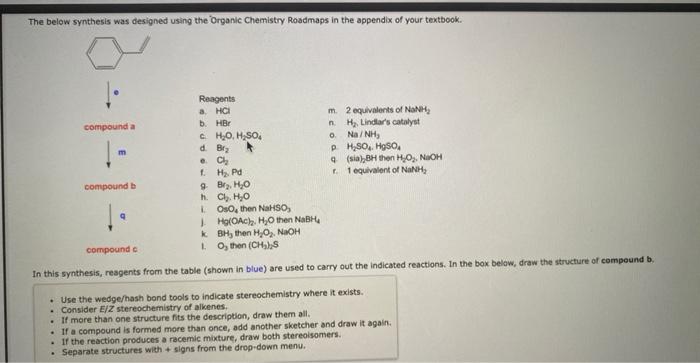 Solved In this synthesis, reagents from the table (shown in | Chegg.com