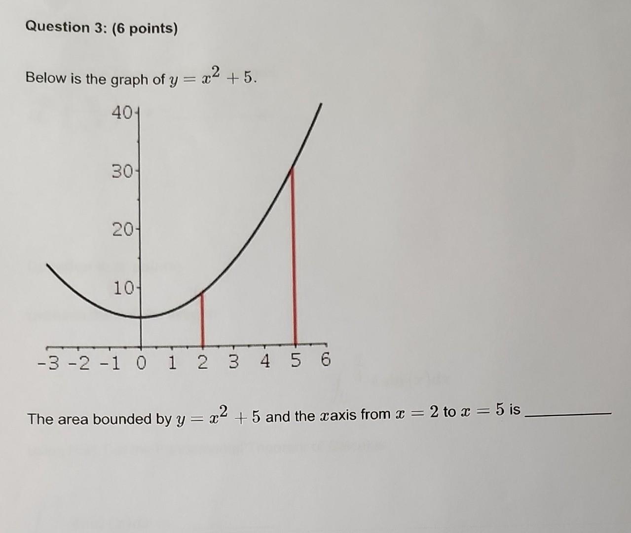 Solved Below Is The Graph Of Y x2 5 The Area Bounded By Chegg