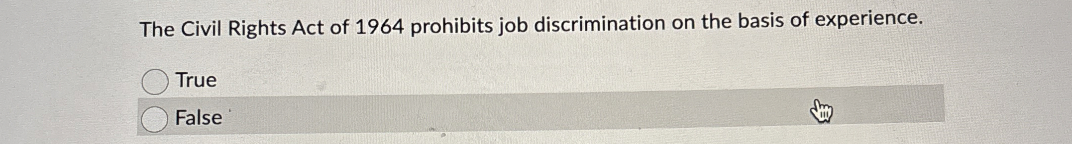 Solved The Civil Rights Act of 1964 ﻿prohibits job | Chegg.com