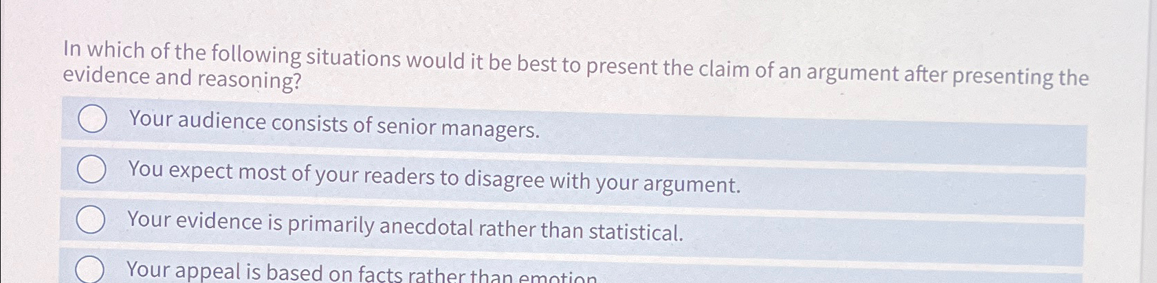 Solved In which of the following situations would it be best | Chegg.com