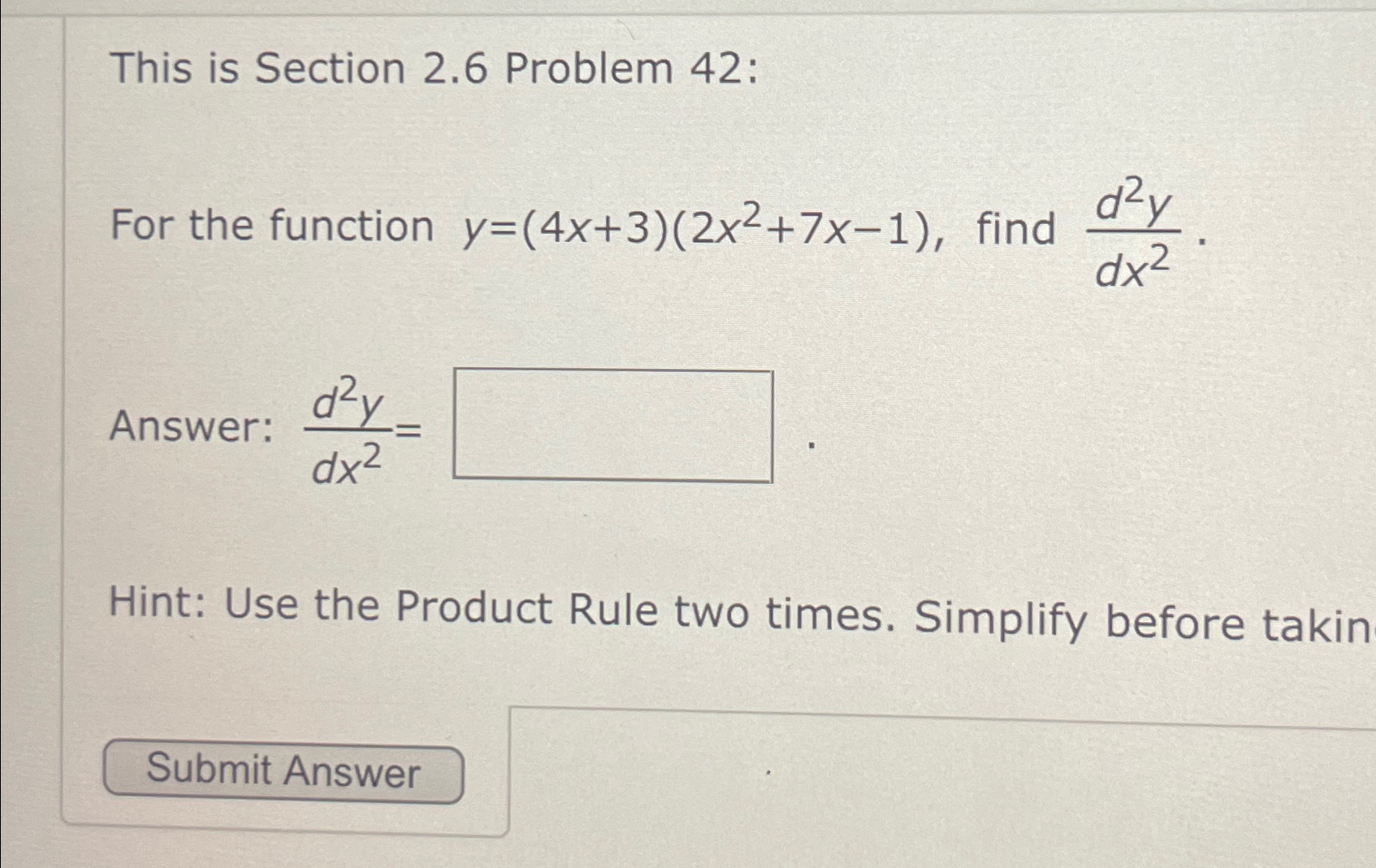 Solved This is Section 2.6 ﻿Problem 42:For the function | Chegg.com
