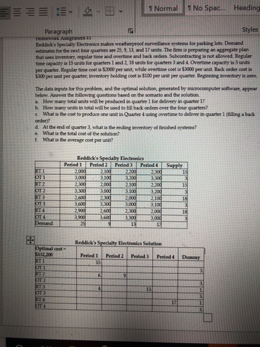 Solved 1 Normal 1 No Spac... Heading Paragraph Styles | Chegg.com