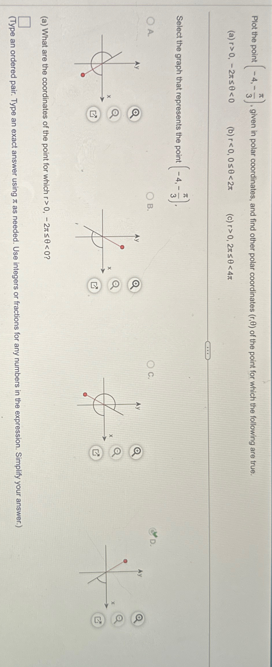 Solved Please answer a-c Asap thank you! Plot the point | Chegg.com