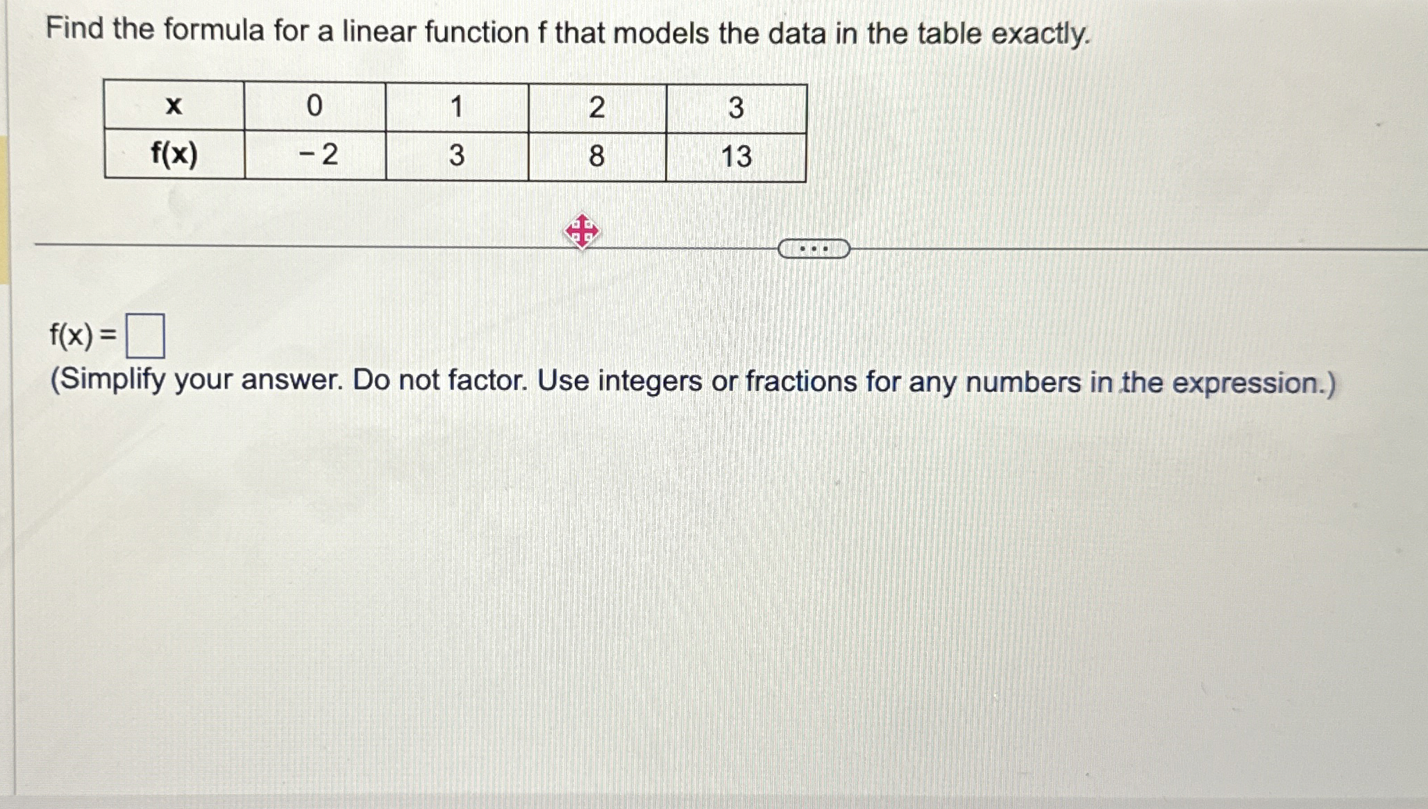 Solved Find the formula for a linear function f ﻿that models | Chegg.com