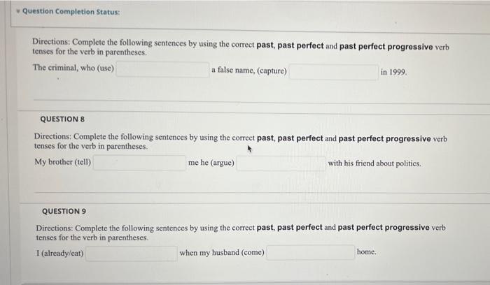 Solved Question Completion Status: Directions: Complete the | Chegg.com