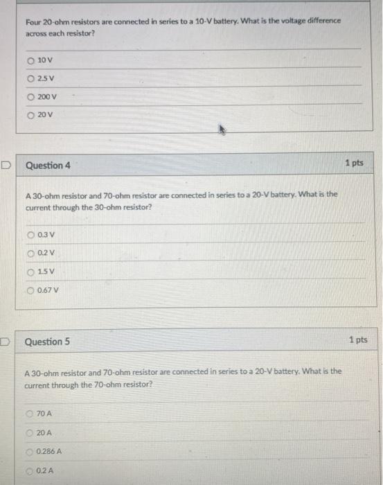 Solved Four 20 ohm resistors are connected in series to a