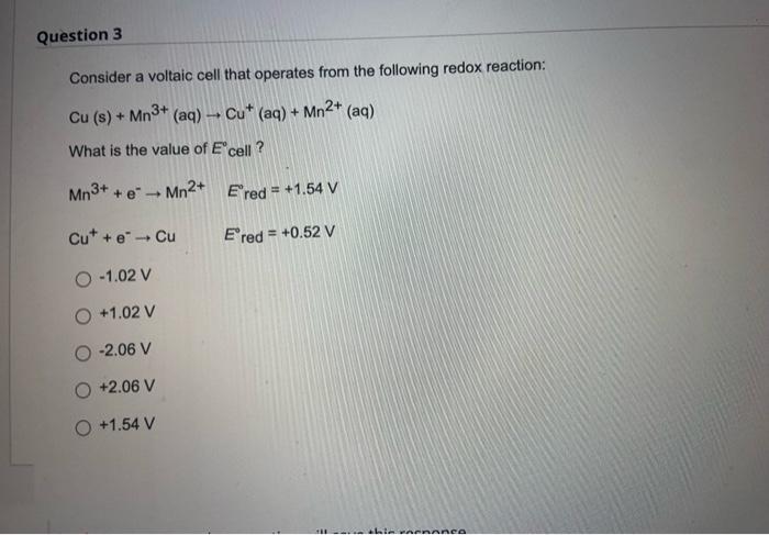 Solved Consider a voltaic cell that operates from the | Chegg.com