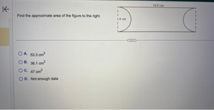 Solved Find the approximate area of the figure to the right. | Chegg.com