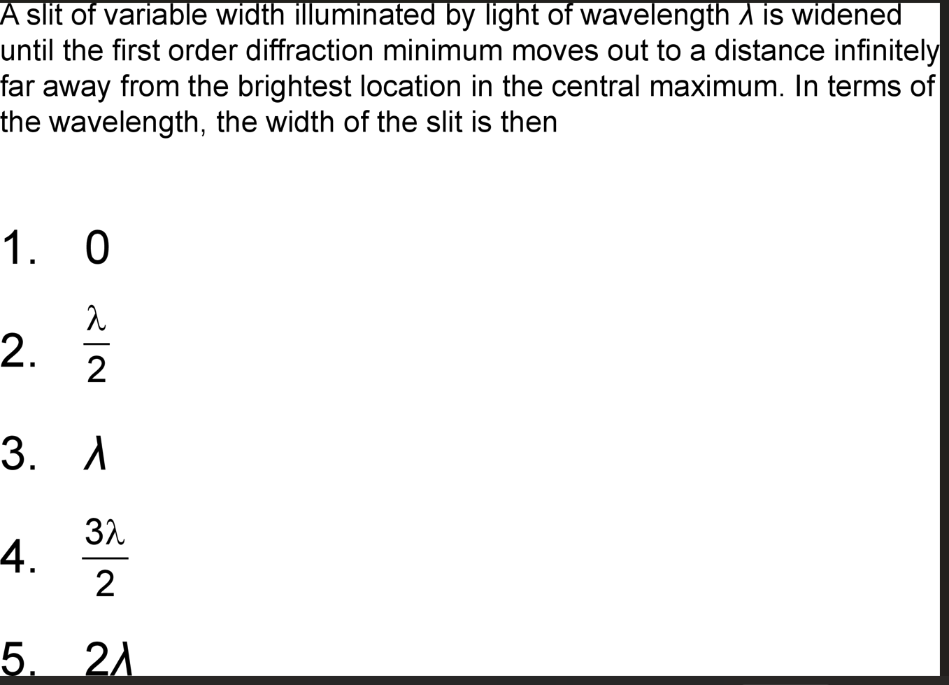 Solved A slit of variable width illuminated by light of | Chegg.com