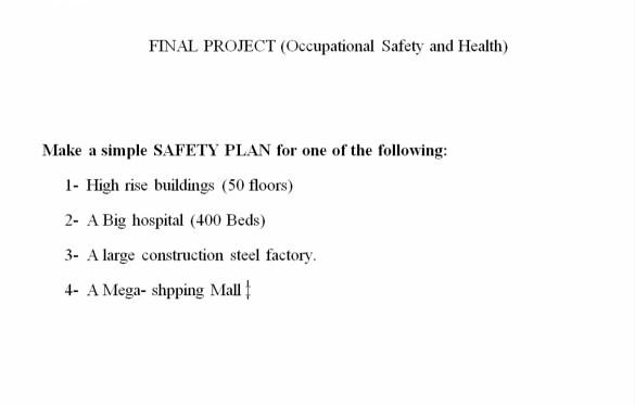 Solved FINAL PROJECT (Occupational Safety and Health) Make a | Chegg.com