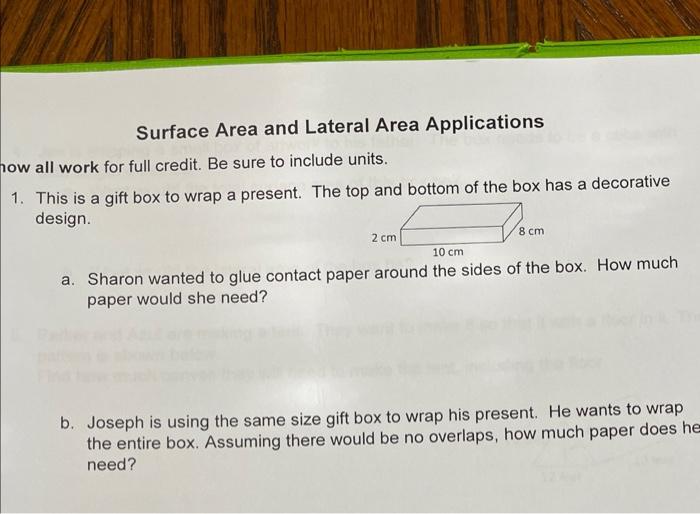 Solved Surface Area and Lateral Area Applications all work | Chegg.com