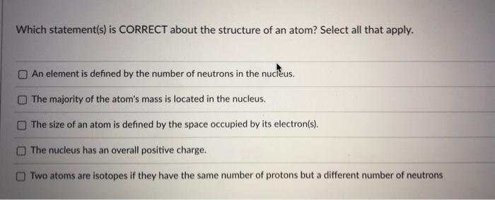 Solved Which statement(s) is CORRECT about the structure of | Chegg.com