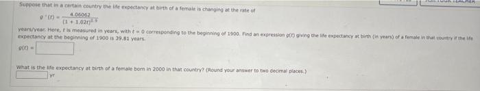 Solved Suppose that in a certain country the life expectancy | Chegg.com