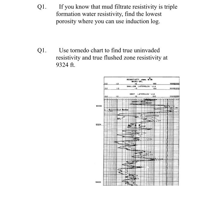 Solved Q1. If you know that mud filtrate resistivity is