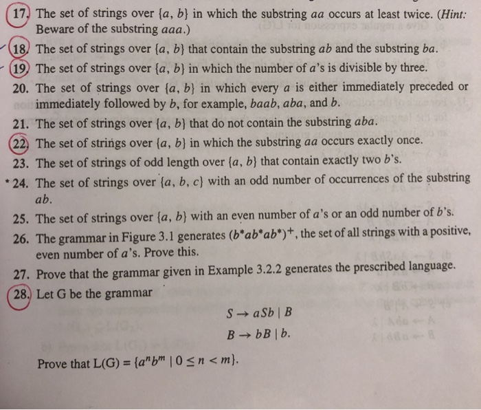17) The set of strings over {a, b} in which the | Chegg.com