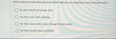 Solved Which statement best describes how DNA fragments are | Chegg.com
