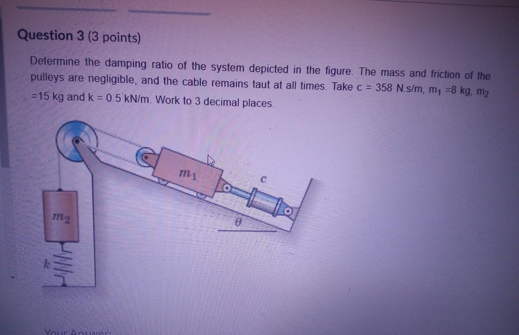 Solved Question 3 ( 3 points) Determine the damping ratio of