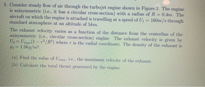 Solved 3. Consider steady flow of air through the turbojet | Chegg.com