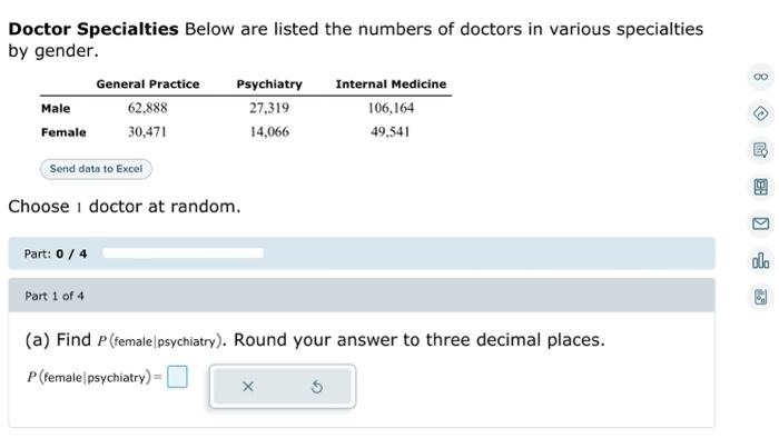 Solved Doctor Specialties Below are listed the numbers of | Chegg.com