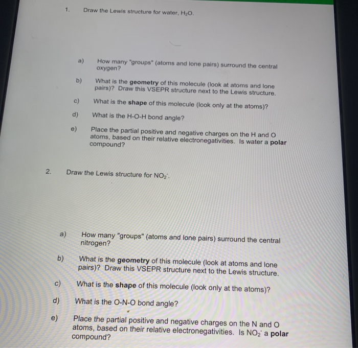 Solved Worksheet 15 - Molecular Shapes The shapes of | Chegg.com