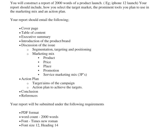 Solved You will construct a report of 2000 words of a | Chegg.com