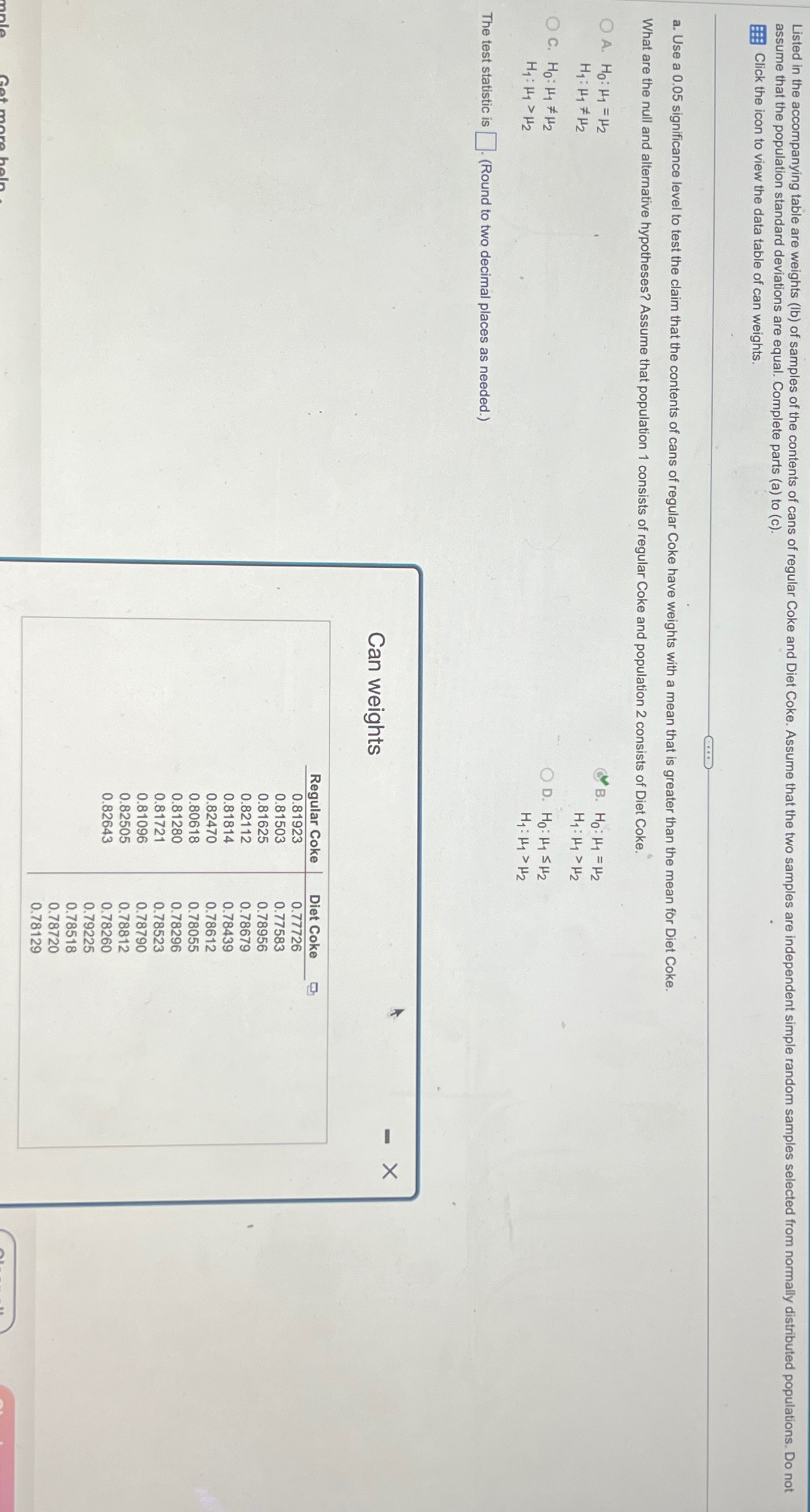 Solved assume that the population standard deviations are | Chegg.com