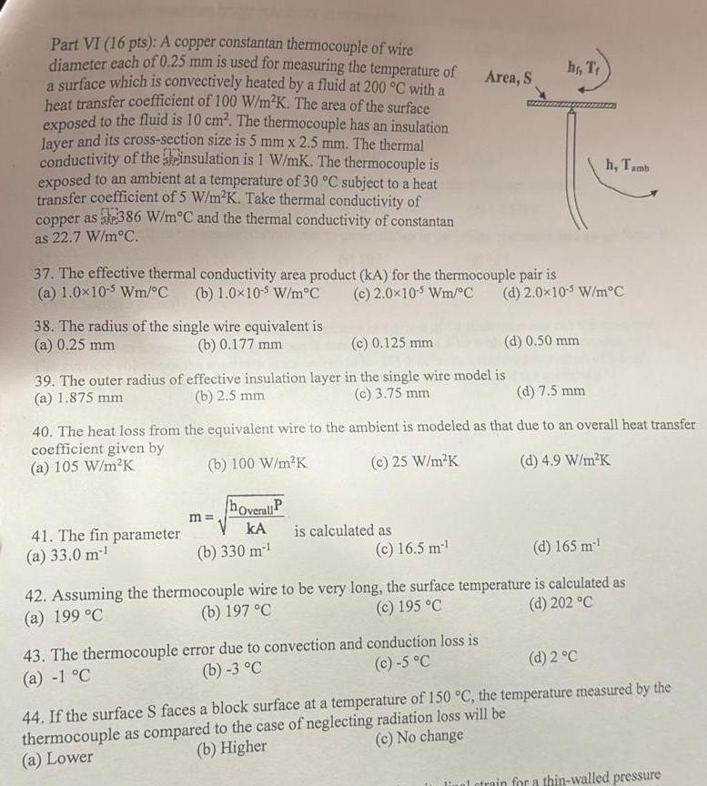 Solved Part VI (16 pts): A copper constantan thermocouple of | Chegg.com