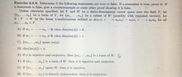 Solved Linear algebra. Determine if the statements are true | Chegg.com