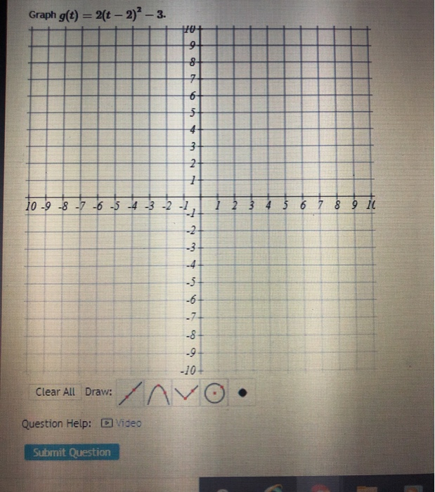 Solved Graph g(t) = 2(t - 2) - 3. HO+ 9 CON 6 5 4 3 2 1 10 | Chegg.com
