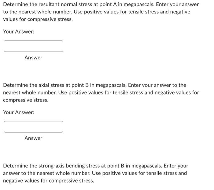 Determine the normal stress developed at points A and | Chegg.com