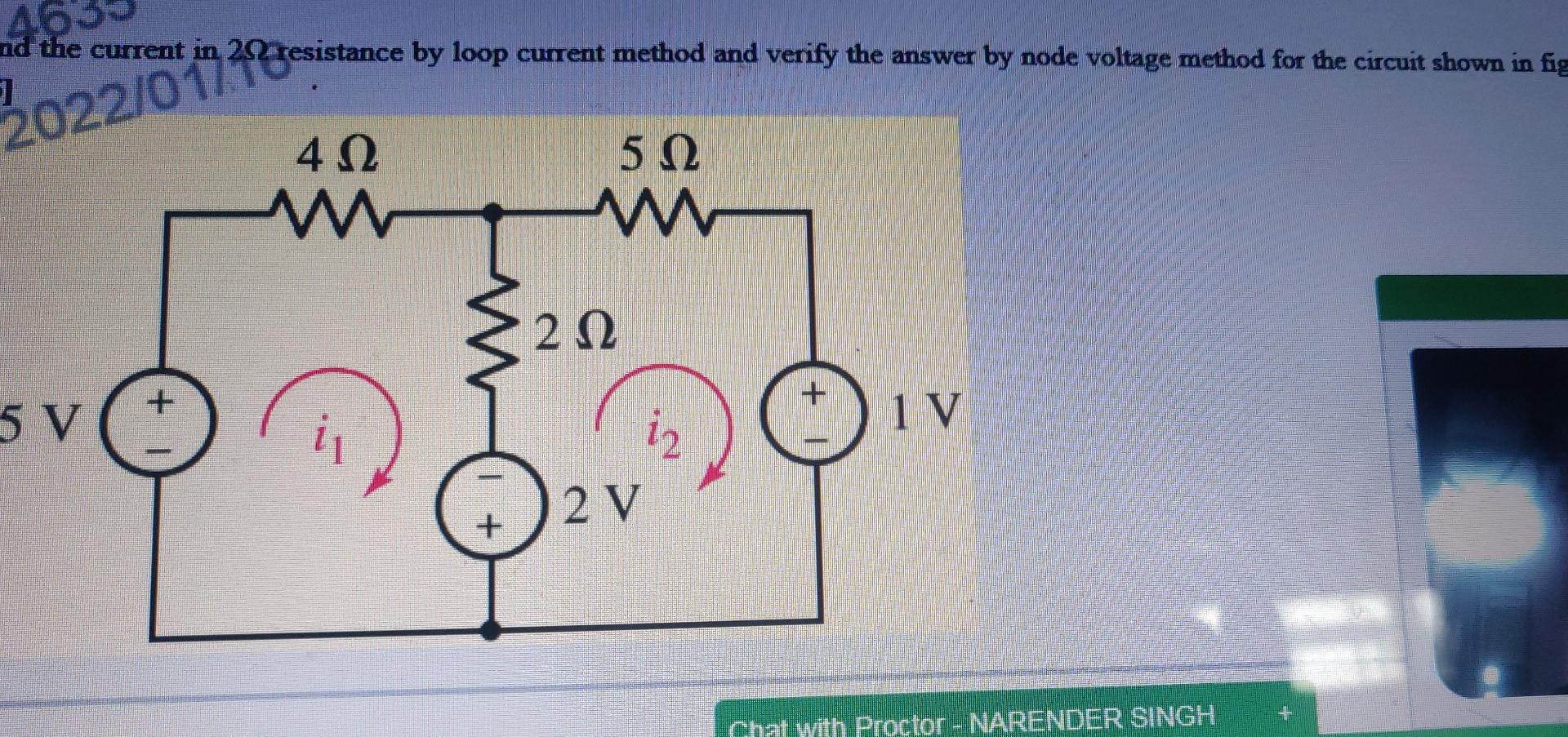 Solved 1 nd the current in 2012 resistance by loop current | Chegg.com