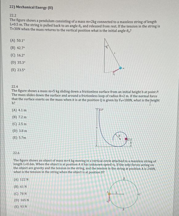 Solved 22) Mechanical Energy (II) 22.2 The figure shows a | Chegg.com