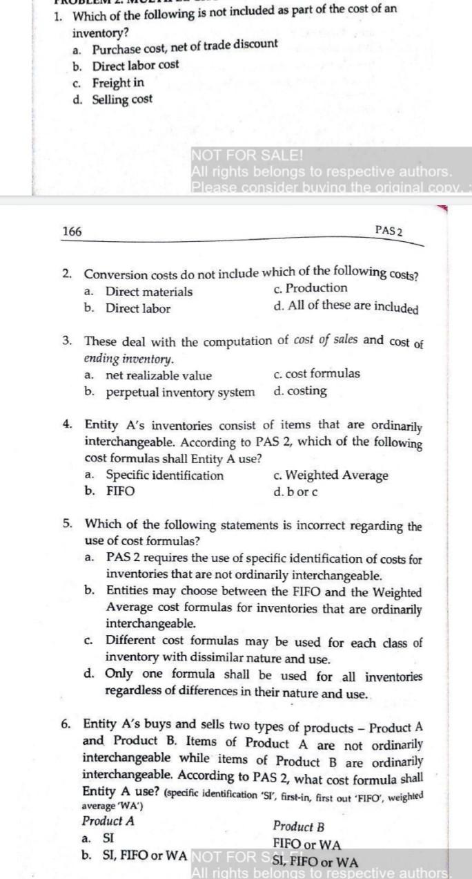 Solved 1 Which Of The Following Is Not Included As Part Of Chegg