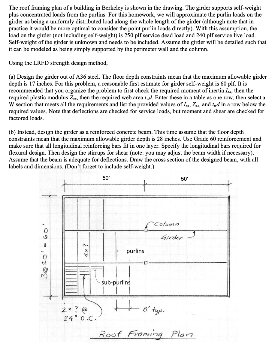 Solved The roof framing plan of a building in Berkeley is | Chegg.com