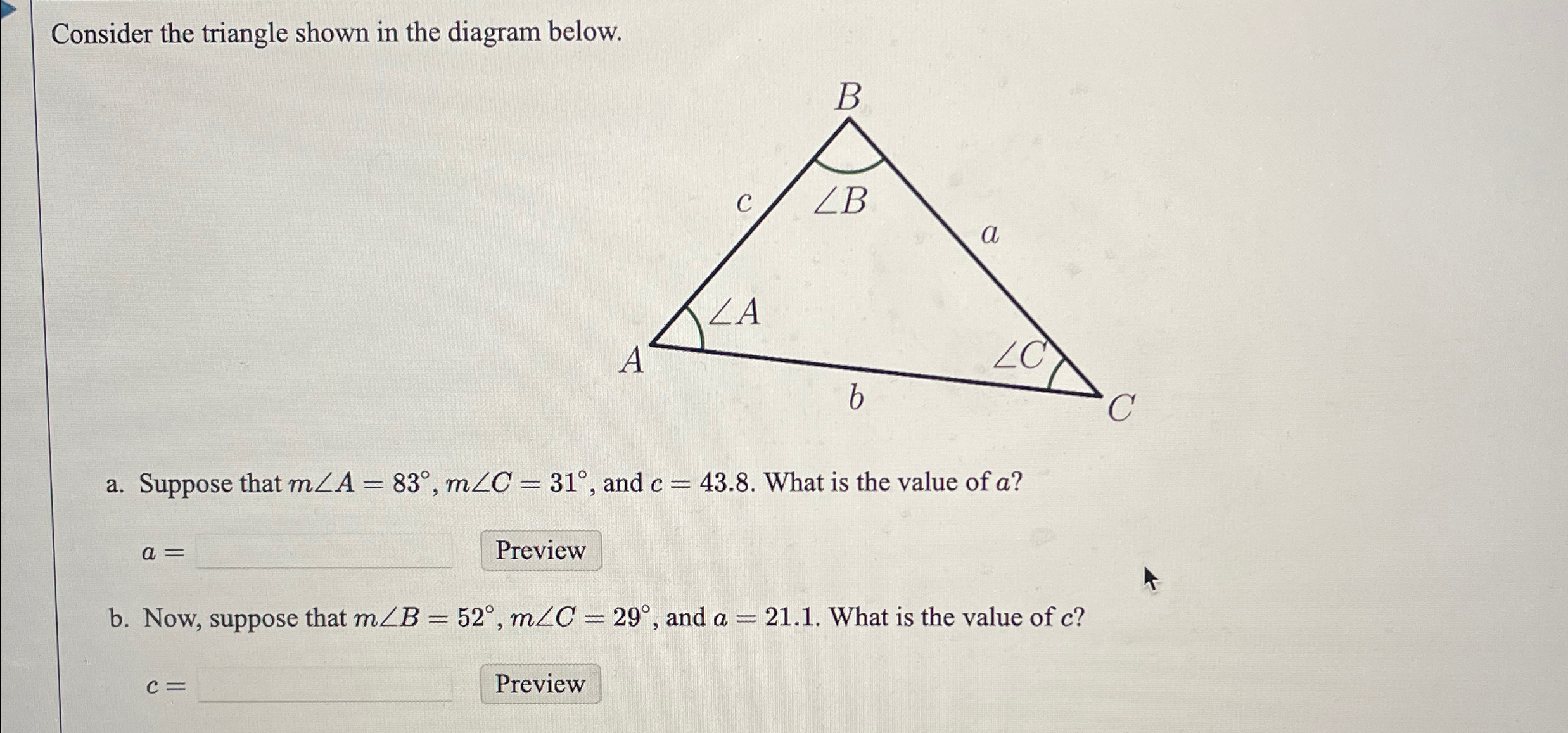 Solved Consider the triangle shown in the diagram below.a. | Chegg.com
