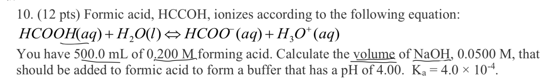 Solved (12 ﻿pts) ﻿Formic acid, HCCOH, ionizes according to | Chegg.com