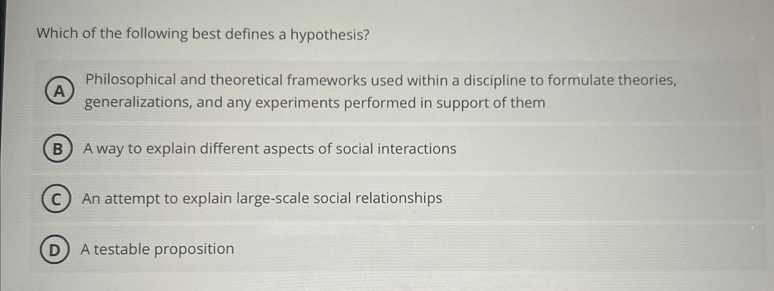 Solved Which of the following best defines a | Chegg.com