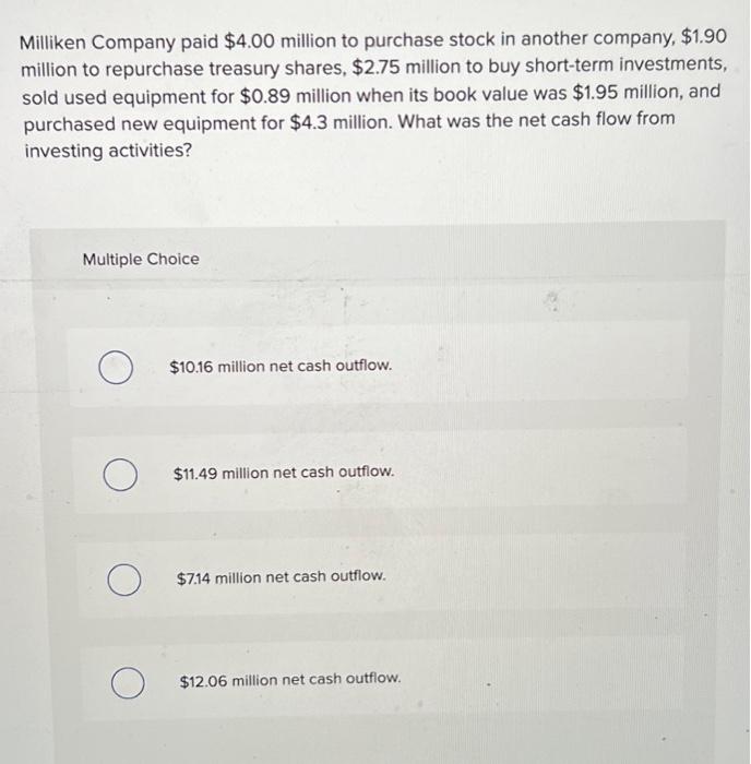 solved-milliken-company-paid-4-00-million-to-purchase-stock-chegg