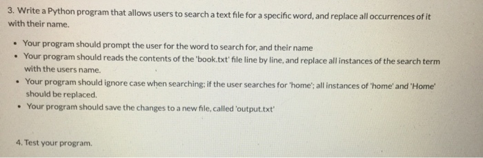 Solved 3. Write a Python program that allows users to search | Chegg.com
