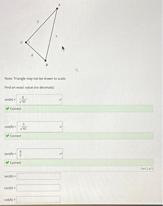 Solved Note: Triangle may not be drawn to scale. Find an | Chegg.com