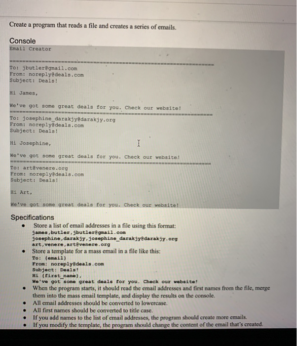 Solved Create a program that reads a file and creates a | Chegg.com