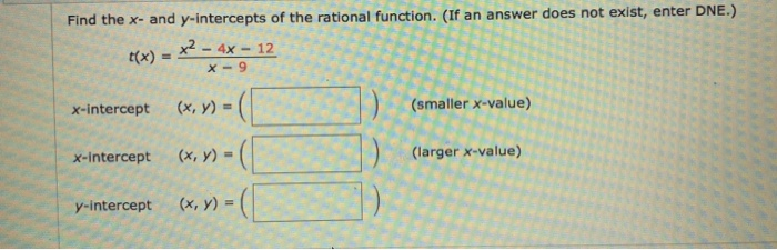 Solved Find The X And Y Intercepts Of The Rational Chegg Com