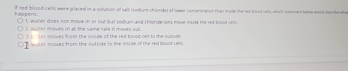 Solved If red blood cells were placed in a solution of salt | Chegg.com