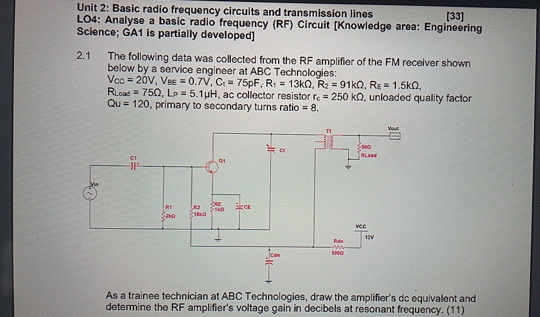 Unit 2 Basic radio frequency circuits and